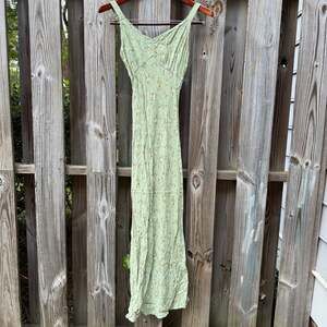 The Workshop Green Floral Rayon Spring Maxi Dress Cottagecore Babydoll Size L